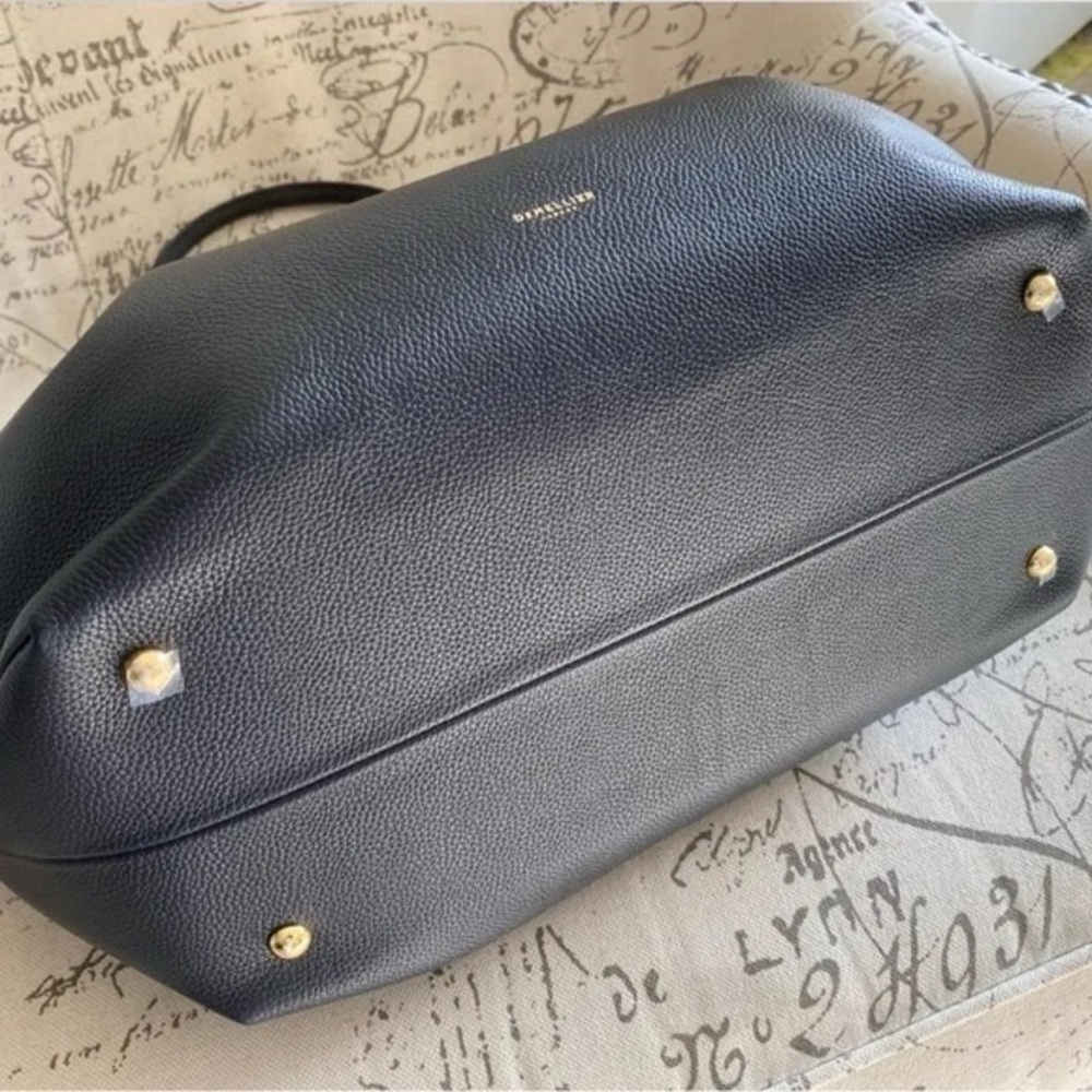 DeMellier Black Leather Tote with Gold Accent - Picture 2 of 5